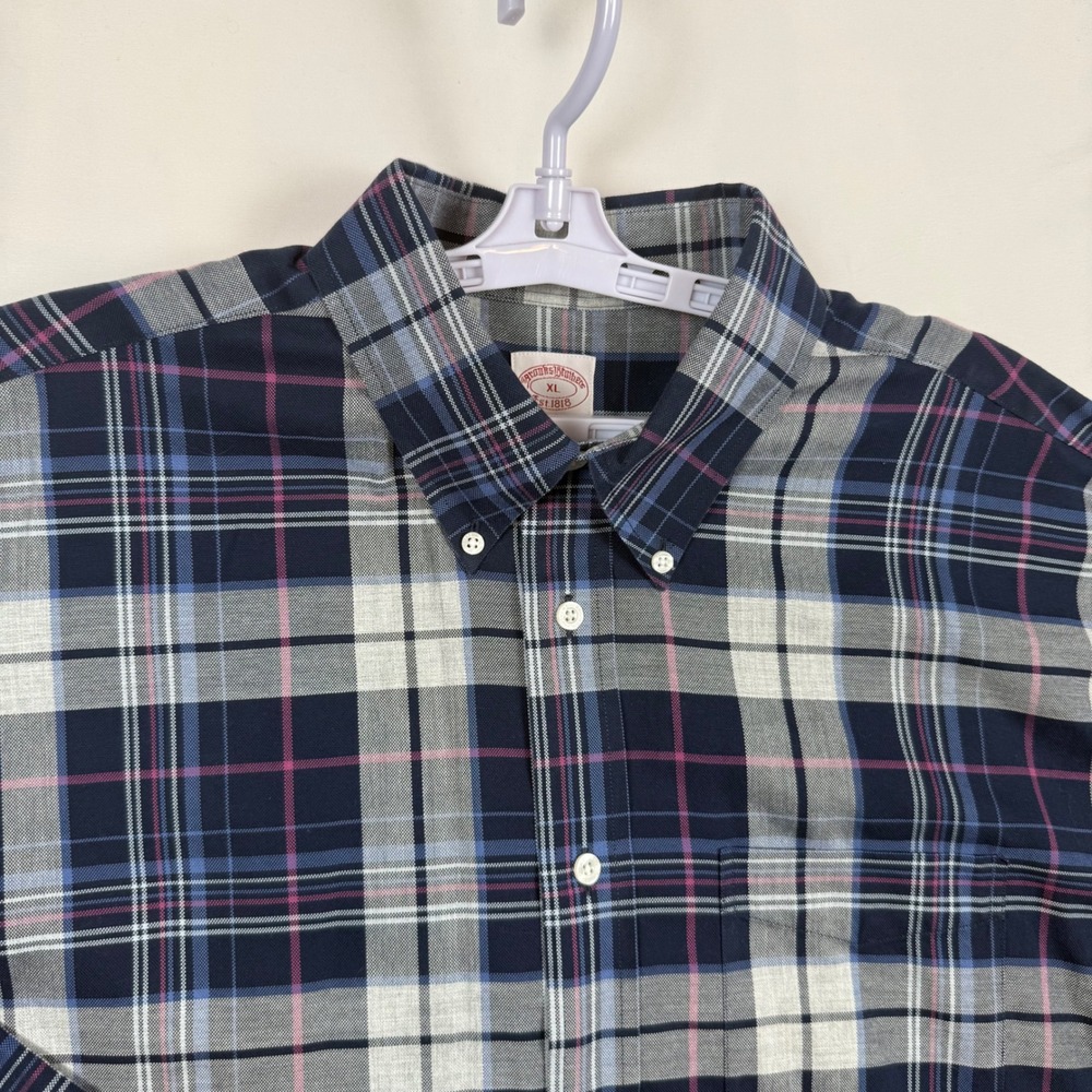 Brooks Brothers Madison Non-Iron Supima Cotton Plaid Button Down Shirt Mens XL